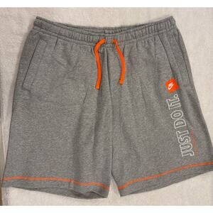 Nike Sportswear "Just Do It" Fleece Shorts - Grey/Orange - Men’s XL